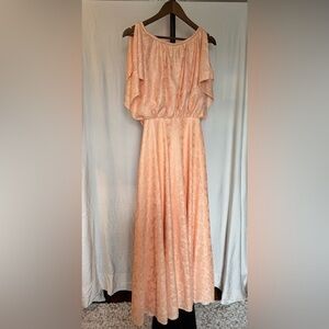 Vintage Peach Lace Maxi Dress with Blouson Top
